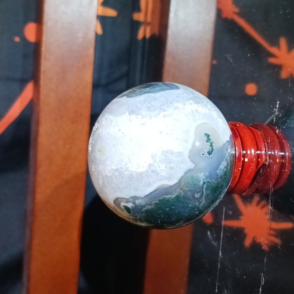 Moss Agate Sphere - Picture 3 of 12
